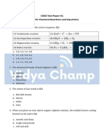 Cbse Test Paper-01 01 Chemical Reactions and Equations