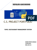 Computer Science Project of Restaurant Management System