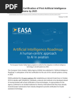 EASA Expects Certification of First Artificial Intelligence For Aircraft Systems by 2025