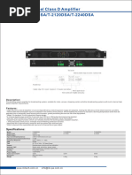 2 Channel Class D Amplifier T-2060DSA/T-2120DSA/T-2240DSA: Specifications