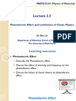 Photoelectric Effect and Limitations of Classic Physics 