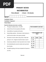 Primary Seven Mathematics: Time Allowed: 2 Hours 30 Minutes