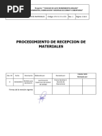 Procedimiento de Recepcion de Materiales