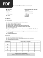 Yeast and Temperature Experiment ANSWERS