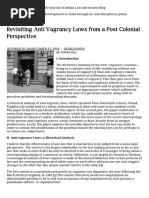 Revisiting Anti Vagrancy Laws From A Post Colonial Perspective - The Journal of Indian Law and Society Blog