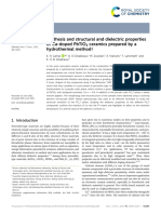 Paper: Synthesis and Structural and Dielectric Properties of Ca-Doped Pbtio Ceramics Prepared by A Hydrothermal Method