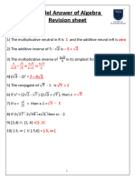 Model Answer of Algebra Revision Sheet: 1) Complete