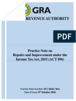 Practice Note On Repairs and Improvement Under The Income Tax Act 2015 ACT 896