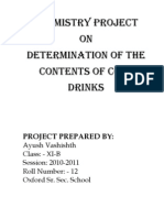 Chemistry Project On Determination of The Contents of Cold Drinks