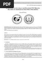 E A F - A CNC M M B T P M: Valuation of Ccuracy of IVE XIS Illing Achine On The Asis of EST Iece Achining