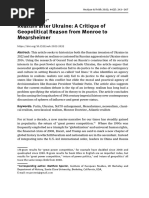 Realism After Ukraine - A Critique of Geopolitical Reason From Monroe To Mearsheimer