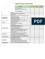 Year 9 Maths Revision Checklist 2021