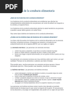 Trastornos de La Conducta Alimentaria