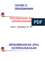 Kuliah 2. Menumbuhkan Jiwa Kewirausahaan