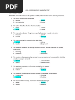 Oral Communication Summative Test Answer Key