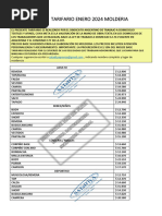 Tarifario Molderia Enero 2024