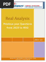 Real Analysis Previous Year Questions From 2020 To 1992