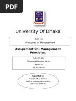 University of Dhaka: Assignment On: Management Principles