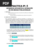 PRACTICA #8 Inferencia para 2 Medias