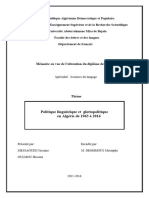 Politique Linguistique Et Glottopolitique en Algérie de 1963 À 2016