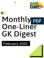 Monthly One Liner GK Digest February 2022