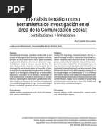 El Análisis Temático Como Herramienta de Investigación en El Área de La Comunicación Social