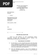 Sample Memorandum For DAMAGES