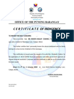 Certificate of Indigency