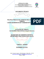 Documento Técnico Política Pública de Juventud (Joven Enamórate de Tu Bienestar 2024-2033) de Tumaco-Nariño, Vf.