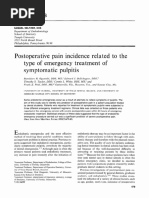 Postoperative Pain Incidence Related To The Type of Emergency Treatment of Symptomatic Pulpitis