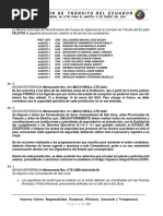 Comisión de Tránsito Del Ecuador: Orden General No. 27792 para El Martes 16 de Enero Del 2024