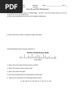 Stem and Leaf Plot Worksheet