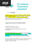 Resumen de Tema Sistema Financiero Español