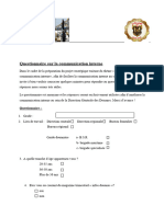 Questionnaire Communication Interne Douane