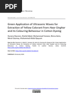 Green Application of Ultrasonic Waves For Extraction of Yellow Colorant From Haar Singhar and Its Colouring Behaviour in Cotton Dyeing