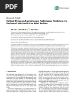 Research Article: Optimal Design and Aerodynamic Performance Prediction of A Horizontal Axis Small-Scale Wind Turbine