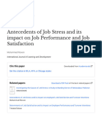 Antecedents of Job Stress and Its Impact On Job Performance and Job Satisfaction