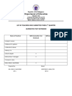 List of Teachers Who Submitted 2nd Quarter Summative Test Notebook