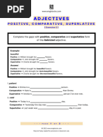 Adjectives Degrees of Comparison Positive Comparative Superlative Exercise 2