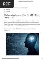 Mathematics Lesson Note For JSS1 (First Term) 2024