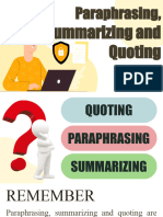 Scientific Writing Paraphrasing Quoting and Summarizing