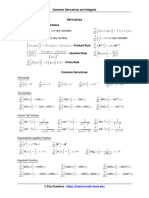 Integral Calculus Formula Sheet