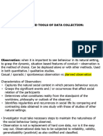 Methods and Tools of Data Collection