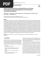 Inconel 718 Produced by Laser Powder Bed Fusion: An Overview of The Influence of Processing Parameters On Microstructural and Mechanical Properties