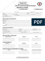 Youth Profile Form With Letter Head