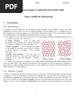 Structure Microscopique Et Organisation de La Matière Solide