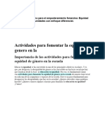 Actividades para Fomentar La Equidad de Genero en La Escuela