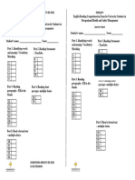 English Reading Comprehension Exam For University Students in Occupational Health and Safety Management (Answer Sheet)