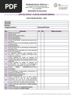 Lista Cotejo Plan de Atención 2022 - 2023