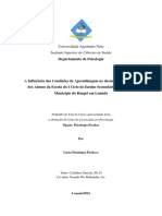 A Influência Das Condições de Aprendizagem No Desempenho Escolar Dos Alunos Da Escola Do I Ciclo Do Ensino Secundário Nº 5032